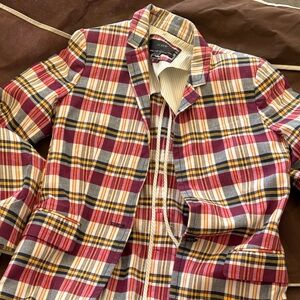 J. Crew Plaid Blazer - Burgundy, Yellow, Navy